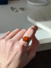Load image into Gallery viewer, Orange Glass Sterling Silver Ring Size 7.25
