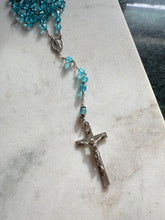 Load image into Gallery viewer, Vintage Blue Bead Sterling Silver Rosary 26”
