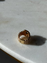 Load image into Gallery viewer, Gold Vermeil Blue Sapphire CZ Flower Ring Size 4.75
