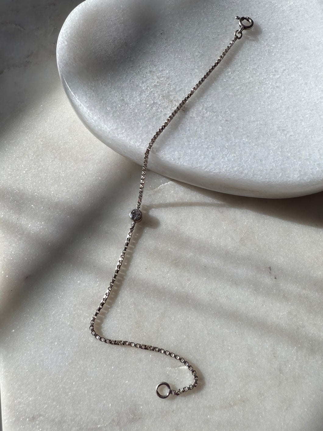 Vintage Dainty Bezel Micro Box Chain Bracelet 6.75”