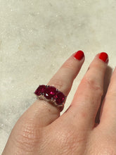 Load image into Gallery viewer, Lab Grown Ruby Rhodium Sterling Silver Ring Size 4
