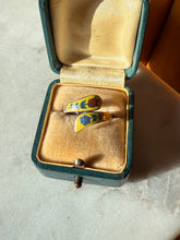 Load image into Gallery viewer, Floral Yellow Enamel Sterling Silver Ring Size 7.25
