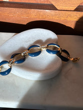 Load image into Gallery viewer, Jacqueline Kennedy Gold Plated Blue Enamel Bracelet 8.5”
