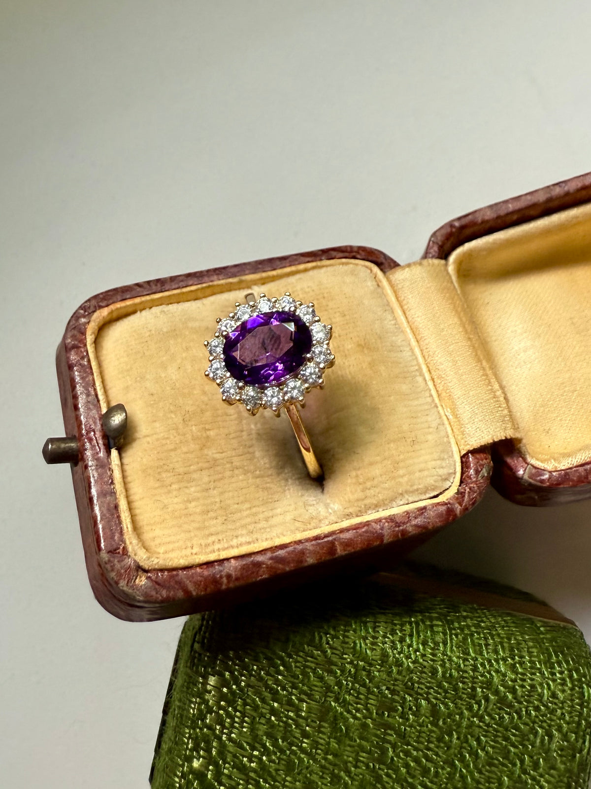 Purple Spinel & CZ Gold Vermeil Ring Size 9.25
