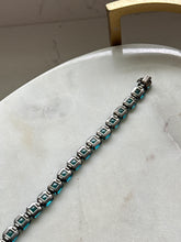 Load image into Gallery viewer, Antique 1920s Sterling Silver Blue Bracelet 6.75”
