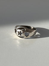 Load image into Gallery viewer, Vintage Celestial Heart Sterling Silver Ring Size 10.5
