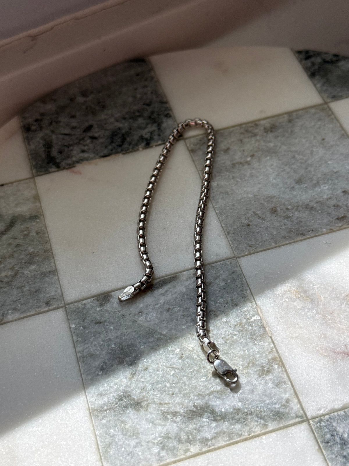 Deadstock Sterling Silver Rounded Box Chain Bracelet 8.5”