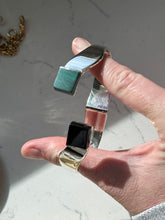 Load image into Gallery viewer, Vintage Solid Sterling Malachite &amp; Black Onyx Bangle Bracelet
