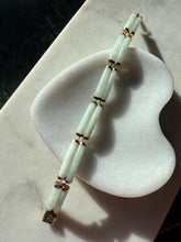 Load image into Gallery viewer, Green Jade Double Row 14k Gold Bracelet 7”
