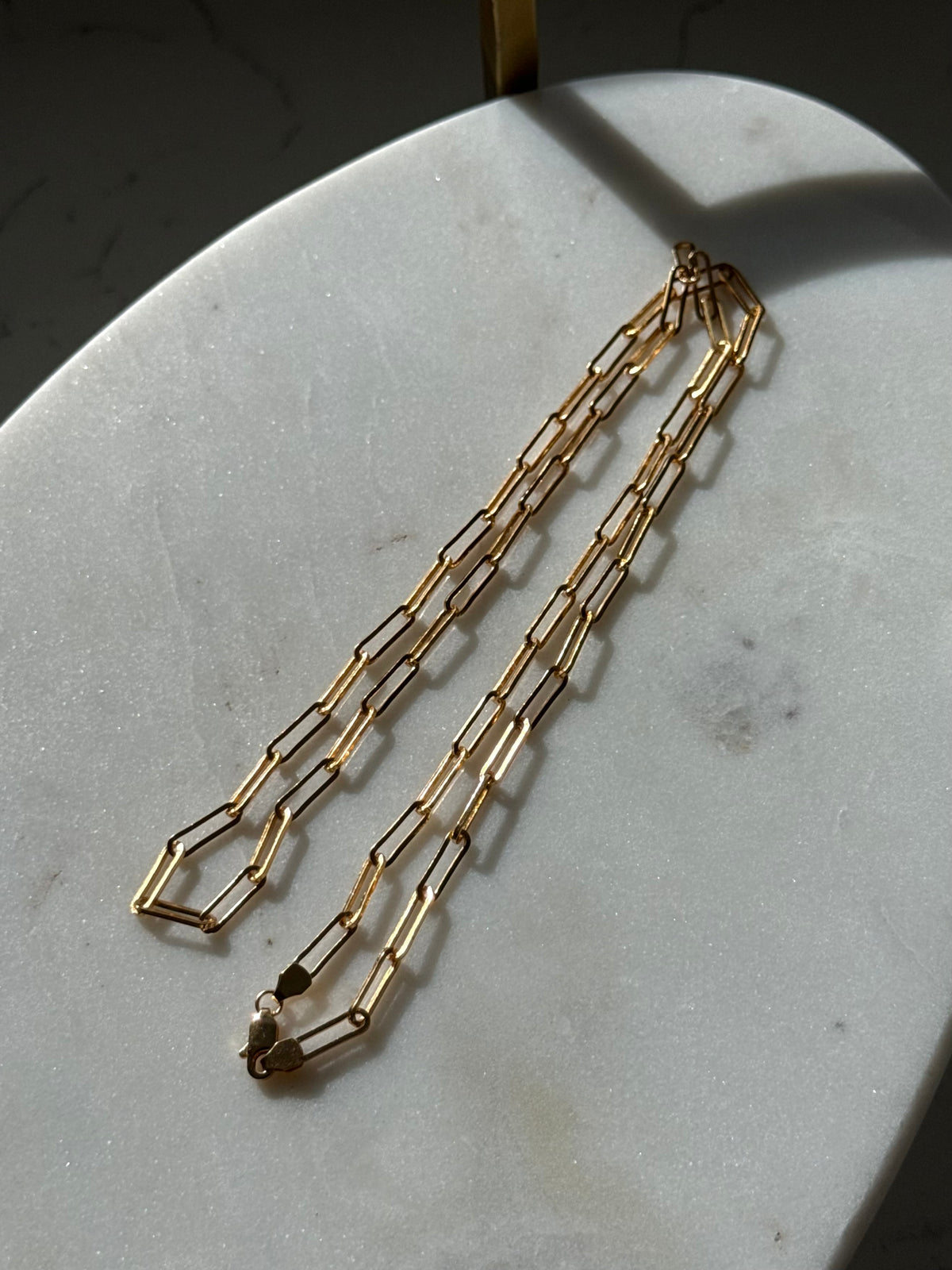Gold Vermeil Paperclip Chain 24”