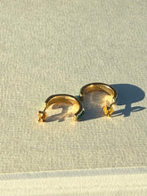 Load image into Gallery viewer, Vintage 14k Gold Turquoise Inlay Half Hoops
