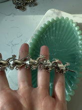 Load image into Gallery viewer, Green Enamel Eye Chunky Frog Sterling Silver Bracelet 8”
