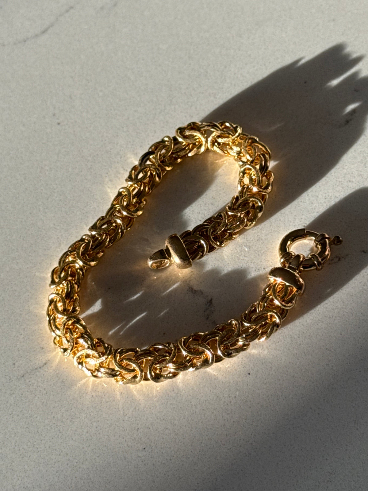 Italian Byzantine Gold Vermeil Sailor Clasp Bracelet 8”