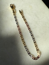 Load image into Gallery viewer, Italian Tri-Tone Gold Vermeil Sterling Mariner Link Bracelet 6.25”
