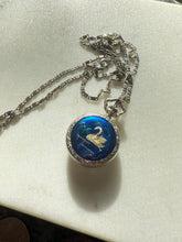 Load image into Gallery viewer, Antique Sterling Silver Enamel Swan Necklace
