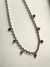 Load image into Gallery viewer, Rolo Link Garnet Charm Vintage Sterling Silver Necklace
