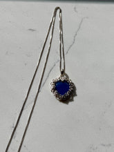 Load image into Gallery viewer, Blue Heart Sterling Silver Locket Necklace 24”

