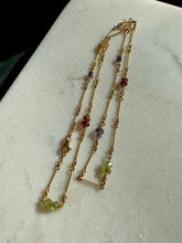 Load image into Gallery viewer, Multistone 14k Yellow Gold Station Necklace 17.25”
