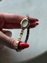 Load image into Gallery viewer, Vintage Elgin Pink Studded Gold Tone Ladies Wrist Watch 7.75”
