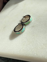 Load image into Gallery viewer, Opal Inlay Sterling Hoop Earrings

