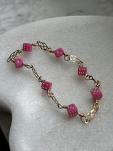 Load image into Gallery viewer, Vintage Pink Dice 1/20 12k Gold Fill Bracelet 7”
