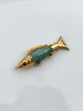 Load image into Gallery viewer, Antique 14k Gold Aventurine Articulated Fish
