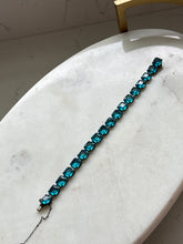 Load image into Gallery viewer, Antique 1920s Sterling Silver Blue Bracelet 6.75”
