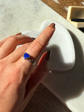 Load image into Gallery viewer, Vintage Lapis Heart Sterling Silver Ring Size 8.25
