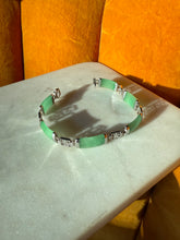 Load image into Gallery viewer, Jade Sterling Silver Bracelet 7.25”
