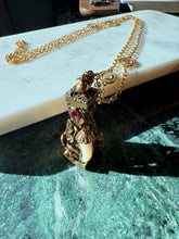 Load image into Gallery viewer, Vintage Gold Plated Snake Cabochon Fang Necklace

