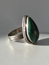 Load image into Gallery viewer, Vintage Malachite Sterling Silver Ring Size 7.5

