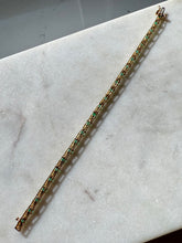 Load image into Gallery viewer, Emerald &amp; Diamond 10k Gold Tennis Bracelet 7”
