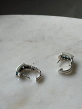 Load image into Gallery viewer, Blue Topaz Sterling Silver Clicker Hoops
