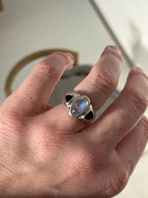 Load image into Gallery viewer, Vintage Amethyst &amp; Moonstone Sterling Silver Ring Size 5.5
