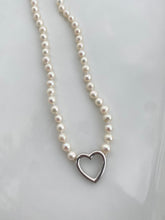 Load image into Gallery viewer, Pearl Sterling Silver Heart Necklace
