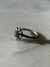 Load image into Gallery viewer, Antique Synthetic Star Sapphire Flower Ring Size 6.75
