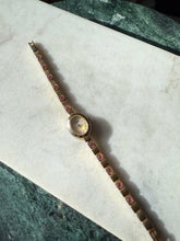 Load image into Gallery viewer, Vintage Elgin Pink Studded Gold Tone Ladies Wrist Watch 7.75”
