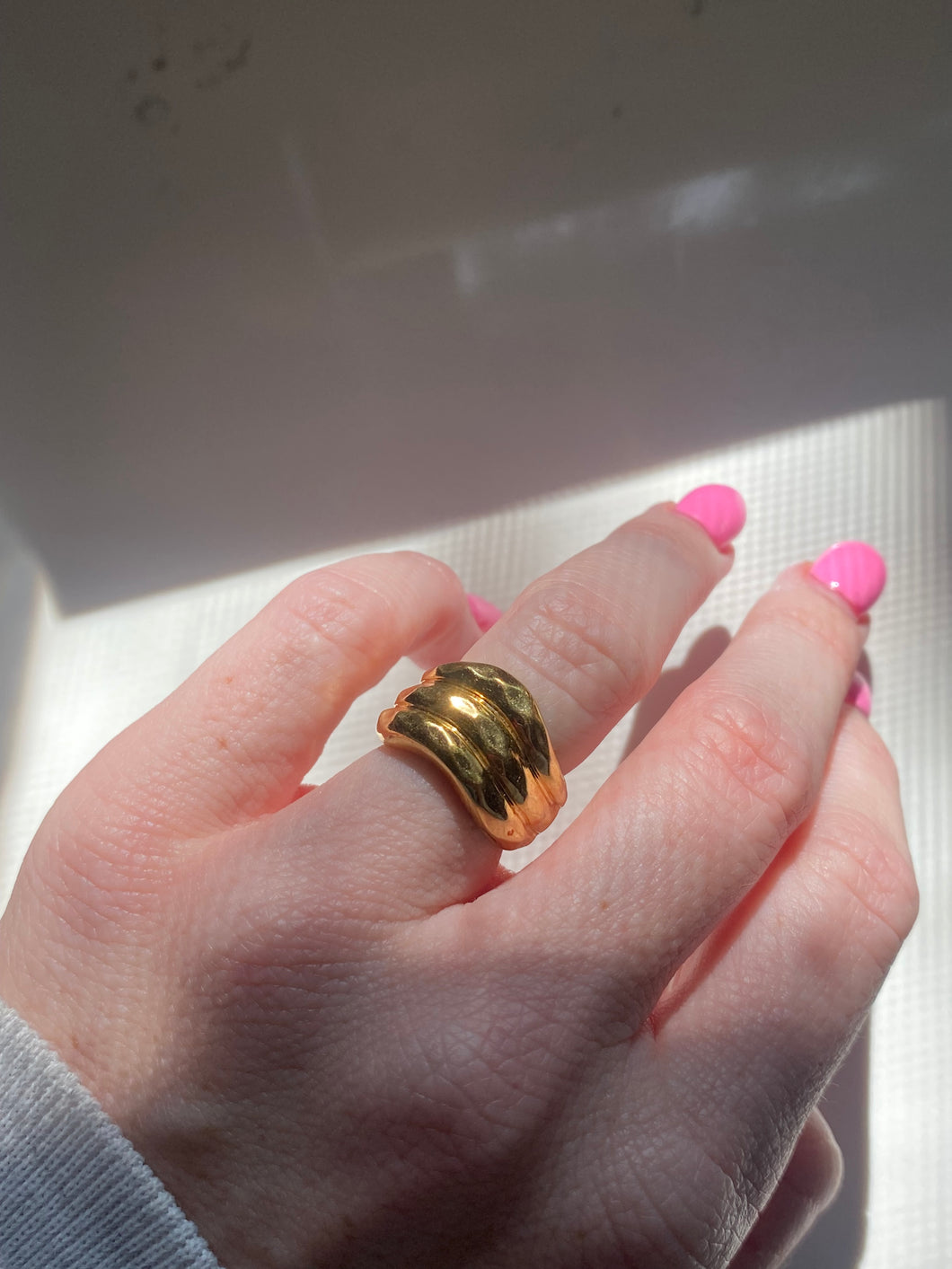 Wavy Ribbed Gold Vermeil Ring