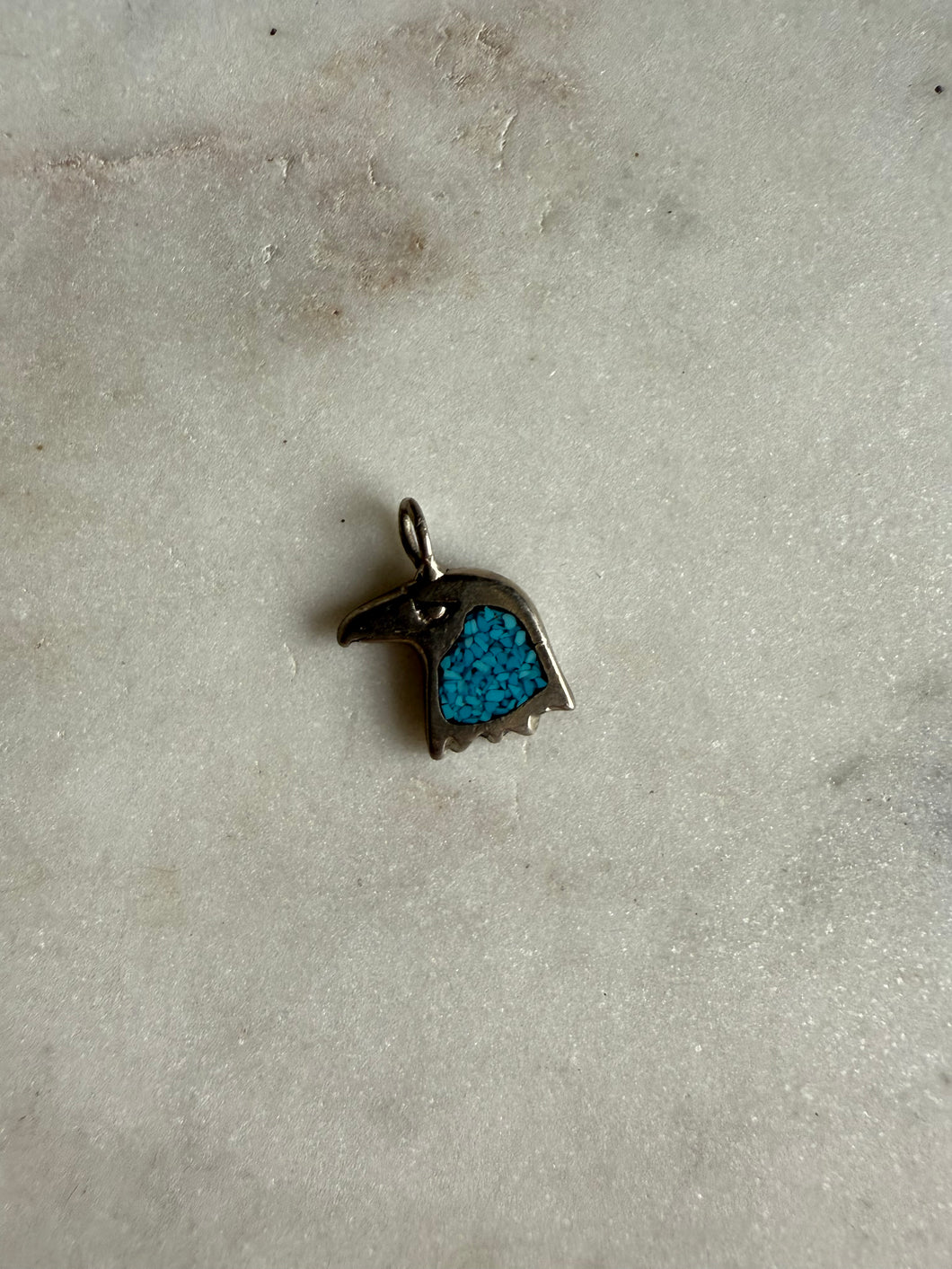 Crushed Turquoise Sterling Silver Eagle Charm