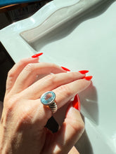 Load image into Gallery viewer, Blue Oval Glass Sterling Silver Ring Size 8.5

