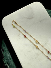 Load image into Gallery viewer, Multistone 14k Yellow Gold Station Necklace 17.25”
