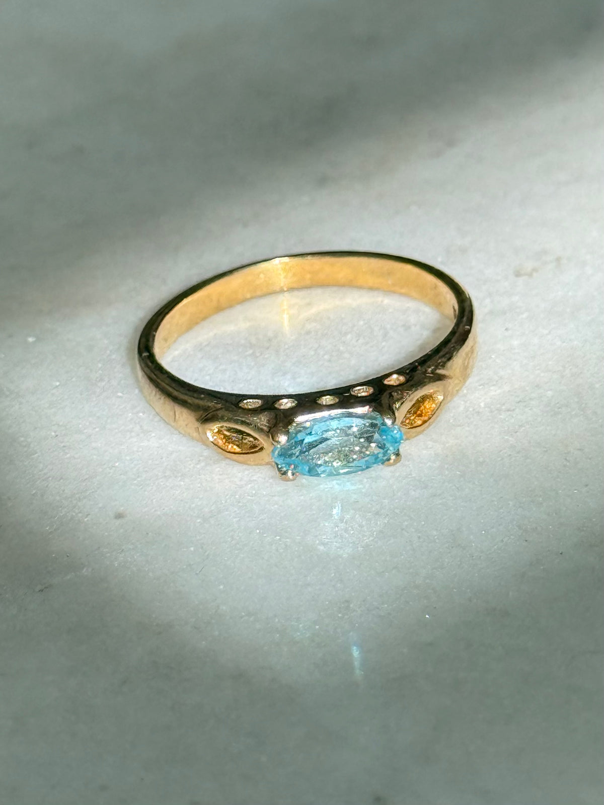 Blue Topaz Gold Vermeil Ring Size 9