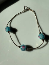Load image into Gallery viewer, Floral Glass Bead Sterling Silver Bracelet 7”
