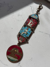 Load image into Gallery viewer, Antique Enamel Brass Egyptian Watch Fob
