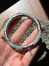 Load image into Gallery viewer, Jade Sterling Silver Etched Bangle

