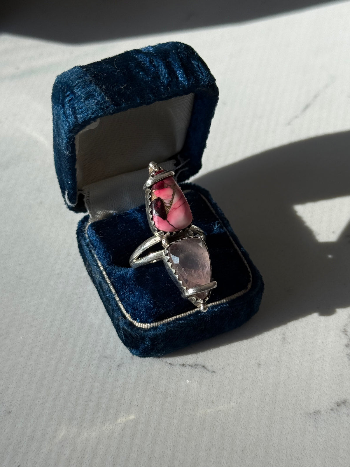 Vintage Sterling Silver Pink Ring Size 7.25