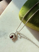 Load image into Gallery viewer, Garnet Horseshoe Sterling Silver Necklace 15”
