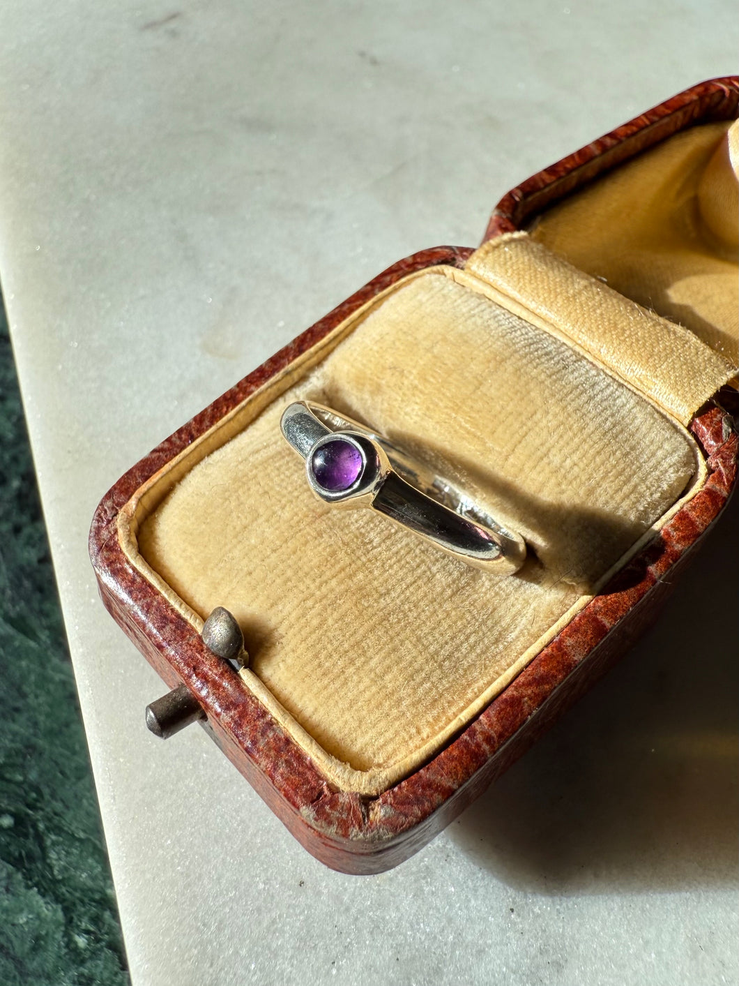 Amethyst Cabochon Sterling Silver Ring Size 8.25