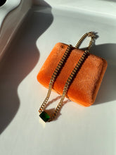 Load image into Gallery viewer, Cuban Link Gold Vermeil Green Glass Stone Necklace
