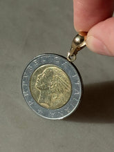 Load image into Gallery viewer, Italian Lire Coin w/ 14k Yellow Gold Enhancer Bale
